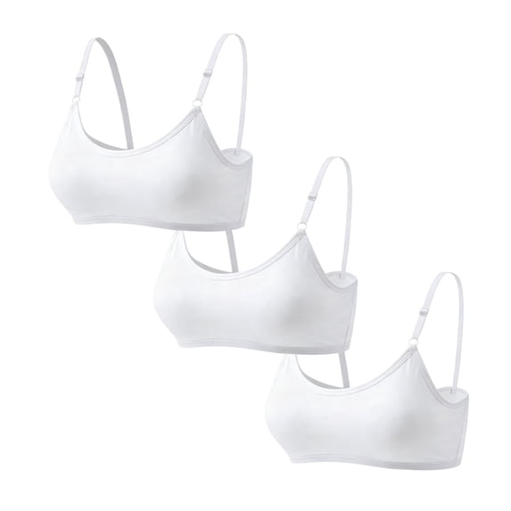 Big Girls Cotton Training Bra Value Pack Wireless Light Padded Teen Bras Adjustable Straps Back Closure Soft Stretchy Breathable 10-16