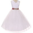 thumbnail image 1 of Big Girls' Custom Rhinestone Belt Communion Wedding Flowers Girls Dresses White Burgundy 8 (MB27K6CB), 1 of 3