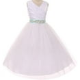 thumbnail image 1 of Big Girls' Custom Rhinestone Belt Communion Wedding Flowers Girls Dresses White Mint 8 (MB27K6CB), 1 of 3
