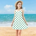 thumbnail image 1 of Big Girls Cute Summer Dresses Sleeveless Sundresses 4-14 Years Teens Kids Trendy Polka Dot Printed Pullover Crewneck A-Line Midi Dress, 1 of 8