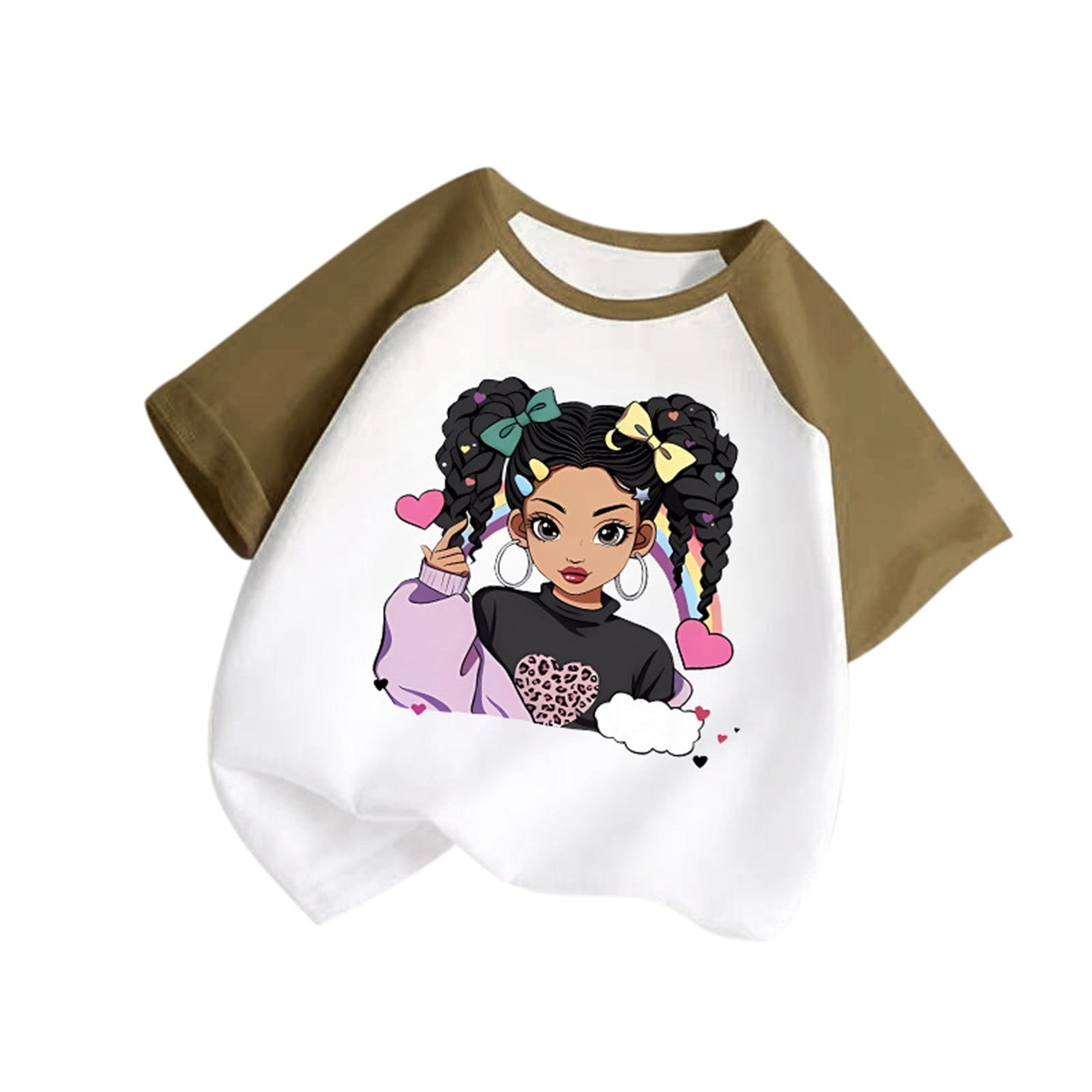 Big Girls'Cute T Shirts Kid Baby Round Neck Short Sleeve Print Raglan ...
