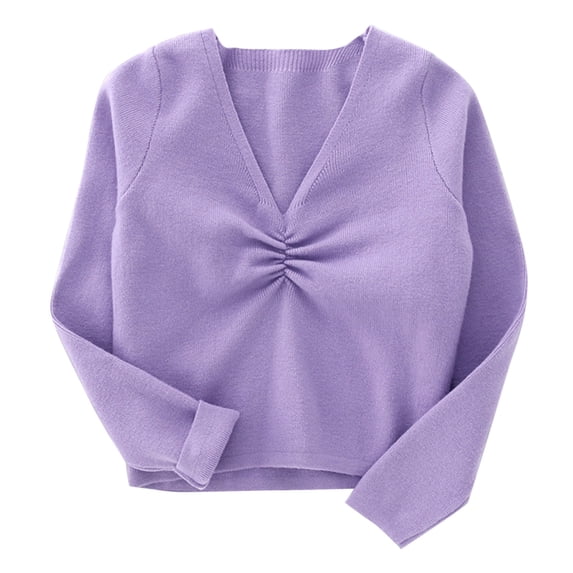 Big Girls Dance Sweaters Long Sleeve Solid Blouse Ballet Wrap Pullover Top For Kids