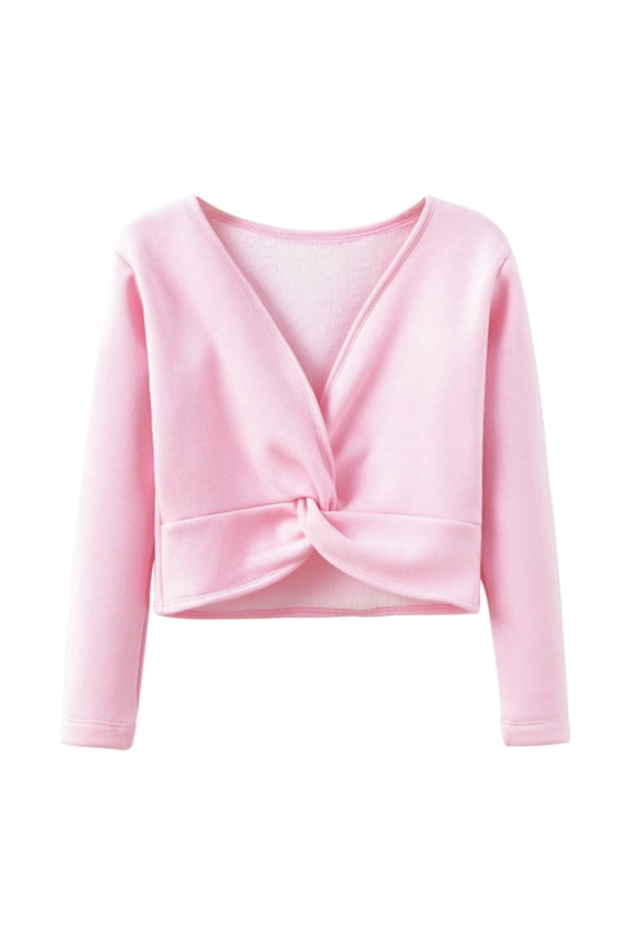 Big Girls Dance Sweaters Solid Long Sleeved Blouse Ballet Wrap Pullover Top For Kids