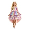thumbnail image 1 of Big Girls Dress Bowknot Sequin Mesh Sleeveless Bodice Evening Gown Summer Beach Dress Kids Size 11-12T, 1 of 4