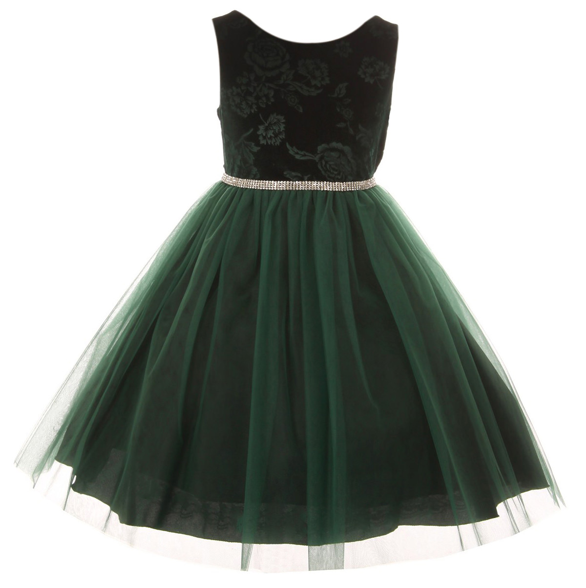 hunter green girls dress Hunter Green Girls Toddler Full Length Flower Girl Dress 7/8 / Dress/Plain Sash