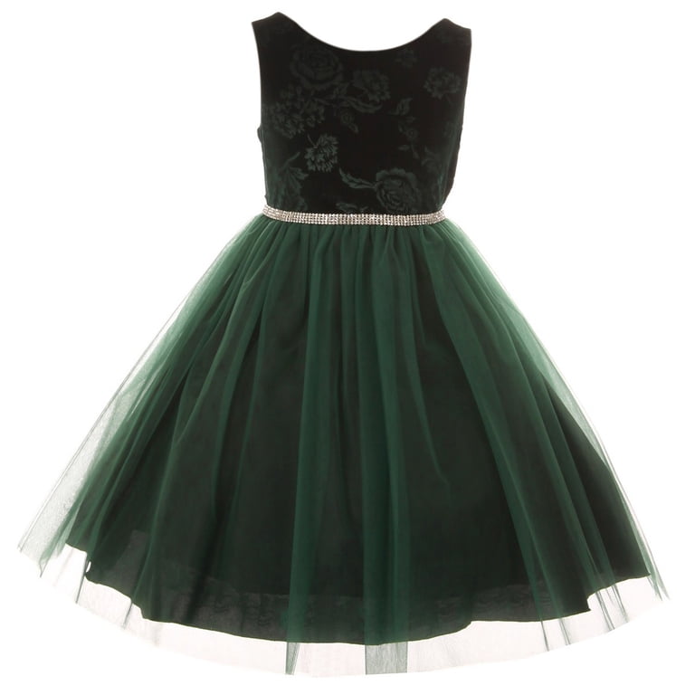 girls hunter green dress Hunter Green Long Sleeve Lace & Tulle Flower Girl Dress, Kids Dress for Boho Wedding, Girls Fancy Christmas Dress, Childrens Birthday Dress
