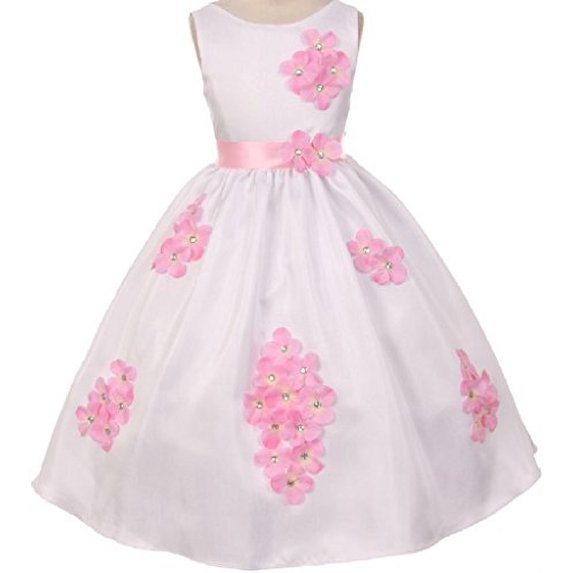 Big Girls' Dress Kids 3D Flower Petals Beaded Special Occasion Flower Girl Dress Flower Girl Dress Pink 10 (K20D4F)