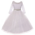 thumbnail image 1 of Big Girls' Dress Lace Top Rhinestones Tulle Communion Party Flower Girl Dress White Size 8 (M37BK2CB), 1 of 4