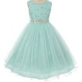 thumbnail image 1 of Big Girls' Dress Sparkly Sequins Dress Detachable Rhinestone Crystal Sash Flower Girl Dress Mint 10 (M3B4K0CB), 1 of 3