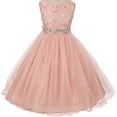 thumbnail image 1 of Big Girls Dress Wedding Pageant Sleeveless Lace Crystal Rhinestone Tulle Sash Flower Girl Dress Blush 10 (M3B4K0), 1 of 5