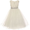 thumbnail image 1 of Big Girls Dress Wedding Pageant Sleeveless Lace Crystal Rhinestone Tulle Sash Flower Girl Dress Ivory 10 (M3B4K0), 1 of 5