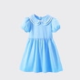 thumbnail image 1 of Big Girls Dresses Size 3-14 Teens Kids Cute Short Puffed Sleeve Doll-Collar Solid Color A-line Going-Out Dress 2025, 1 of 5