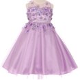 thumbnail image 1 of Big Girls Elegant 3D Flowers Sequence Tulle Saint Belt Waist Easter Flowers Girls Dresses Purple 10 (C50C26C), 1 of 4