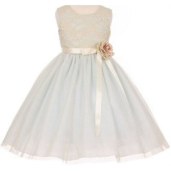 Big Girls' Elegant Contrast 3D Lace Tulle Flowers Girls Dresses Blue Size 10