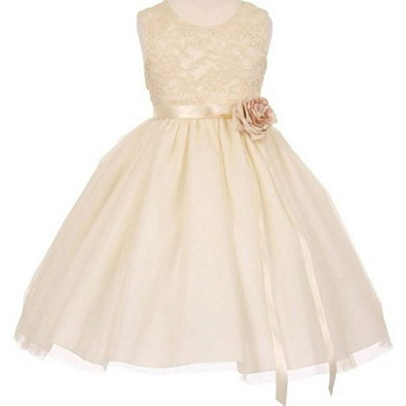 Big Girls' Elegant Contrast 3D Lace Tulle Flowers Girls Dresses Ivory 8