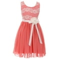 thumbnail image 1 of Big Girls Elegant Round Neck Chiffon Summer Wedding Birthday Party Flower Girl Dress Coral 12 (2J1K38S), 1 of 5