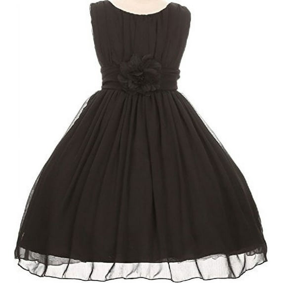 Big Girls' Elegant Yoryu Wrinkled Chiffon Summer Flowers Girls Dresses Black 8 G35G34