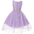 thumbnail image 1 of Big Girls Floral Lace High Low Rhinestones Special Occasion Flower Girl Dress Lilac 12 (M3B6K0CB), 1 of 3