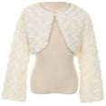 thumbnail image 1 of Big Girls' Fluffy Faux Fur Swirl Bolero Jacket Winter Knit Sweater Ivory XL (S03K), 1 of 2