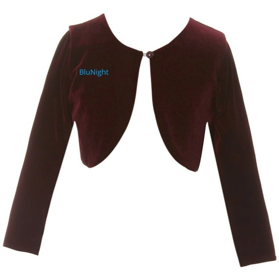 Big Girls Girls Long Sleeve One Button Velvet Bolero Sweater Jacket Dress Shrug Burgundy 10 (C82JK5S)