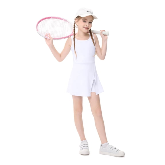 Big Girls Golf Tennis Sports Sleeveless Athletic Active Dress with Safety Inner Pockets Shorts