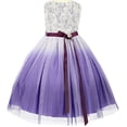thumbnail image 1 of Big Girls' Gorgeous Ombre Rosette Heart Brooch Easter Special Occasion Flower Girl Dress Purple 14 (K32D2), 1 of 4