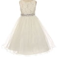 thumbnail image 1 of Big Girls Gorgeous Shiny Tulle Beaded Sequin Rhinestone Belt Flower Girl Dress Ivory 12 (M3B4K0), 1 of 4