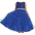 thumbnail image 1 of Big Girls Gorgeous Shiny Tulle Beaded Sequin Rhinestone Belt Flower Girl Dress Royal 8 (M3B4K0), 1 of 4