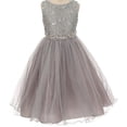 thumbnail image 1 of Big Girls Gorgeous Shiny Tulle Beaded Sequin Rhinestone Belt Flower Girl Dress Silver 12 (M3B4K0), 1 of 4