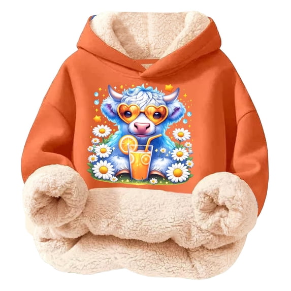 Big Girls Graphic Hoodie Long Sleeved Hooded Sweatshirt Pullover with Cute Print Designs Trendy Fall Outfits Size 15-16T , Orange