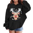 thumbnail image 1 of Big Girls Graphic Hoodie Merry Christmas Print Hooded Sweatshirt Festive Pullover Top Fall Fashion Clothing Size 9-10T ,Black, 1 of 5
