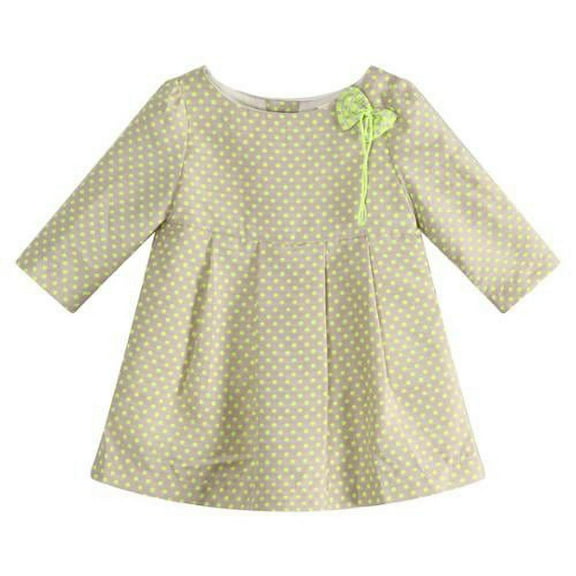 Big Girls Green Bow Accent Dotted Dress 8