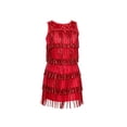 thumbnail image 1 of Big Girls Hawaiian Dress Tassel Sequin Layered Sleeveless Slim Fit Summer Beach Dress Kids Size 10-11T, 1 of 4