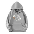 thumbnail image 1 of Big Girls Hooded Sweatshirt Kids Pullover Hoodie Casual Football Print Unisex Athletic Top Clothes Grey Size 9-10T, 1 of 4
