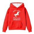 thumbnail image 1 of Big Girls Hoodies Sweatshirts Winter Warm Pullover With Pocket Cute Horse Print Long Sleeve Hooded Sweatshirt Kids Clothes Red Size 8-9T, 1 of 4