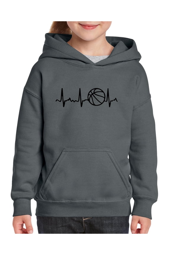 Big Girls Hoodies and Sweatshirts - Basketball Heartbeat