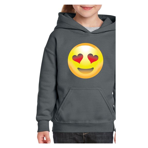 Big Girls Hoodies and Sweatshirts - Emoji Heart-Shaped Eyes