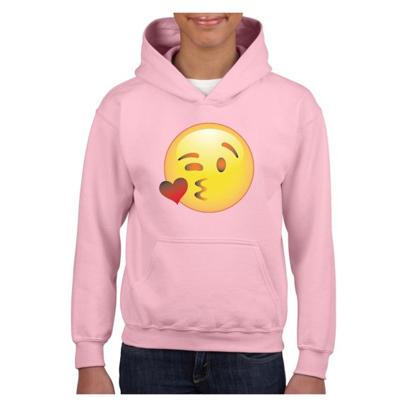 Big Girls Hoodies and Sweatshirts - Emoji Winky Face