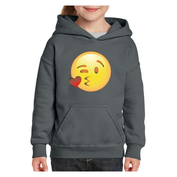 Big Girls Hoodies and Sweatshirts - Emoji Winky Face