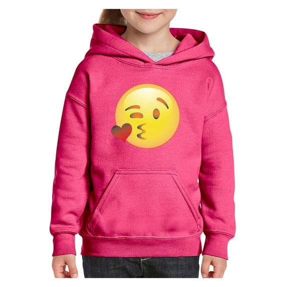 Big Girls Hoodies and Sweatshirts - Emoji Winky Face