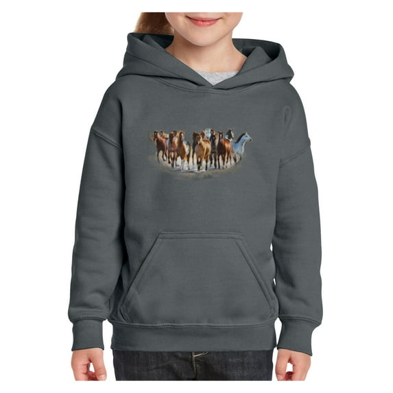 Big Girls Hoodies and Sweatshirts - Horses Herd