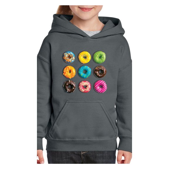 Big Girls Hoodies and Sweatshirts - Love Food Donuts Doughnuts