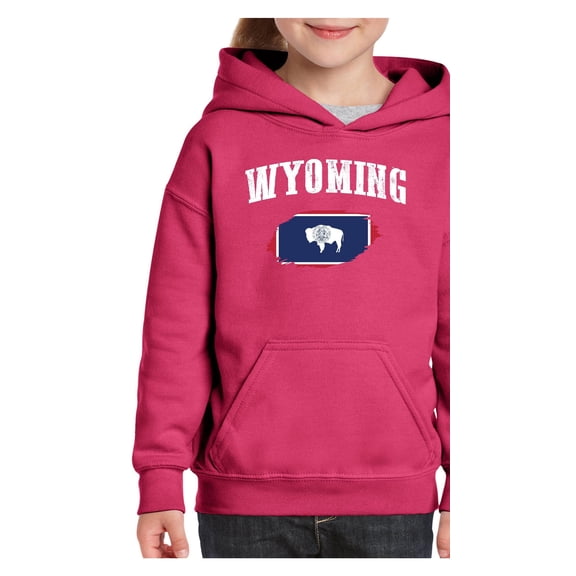 Big Girls Hoodies and Sweatshirts - Wyoming Flag