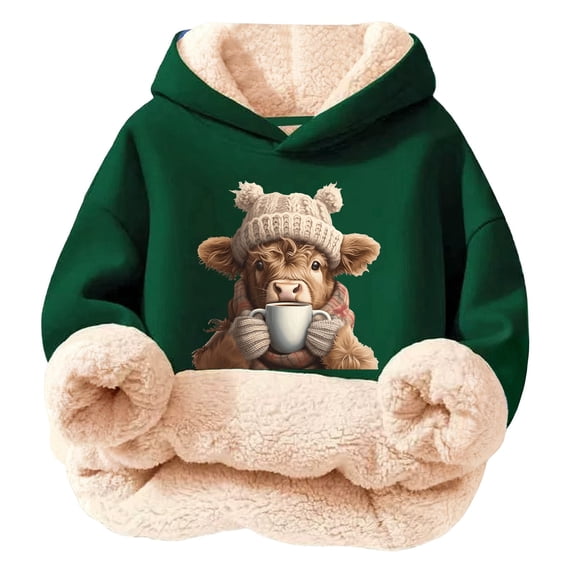 Big Girls Hoodies with Print Designs Long Sleeved Sweatshirt Tops Size 15-16T , Green