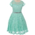 thumbnail image 1 of Big Girls' Illusion Lace Top Stone Belt Flowers Girls Dresses Mint 8 (J19KS88), 1 of 3