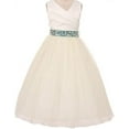 thumbnail image 1 of Big Girls' Ivory Rhinestone Belt Communion Flowers Girls Dresses Jade 10, 1 of 2