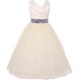 thumbnail image 1 of Big Girls' Ivory Rhinestone Belt Communion Flowers Girls Dresses Royal 8 (MB27K6), 1 of 3