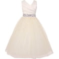 thumbnail image 1 of Big Girls' Ivory Rhinestone Belt Communion Flowers Girls Dresses White 14 (MB27K6), 1 of 3