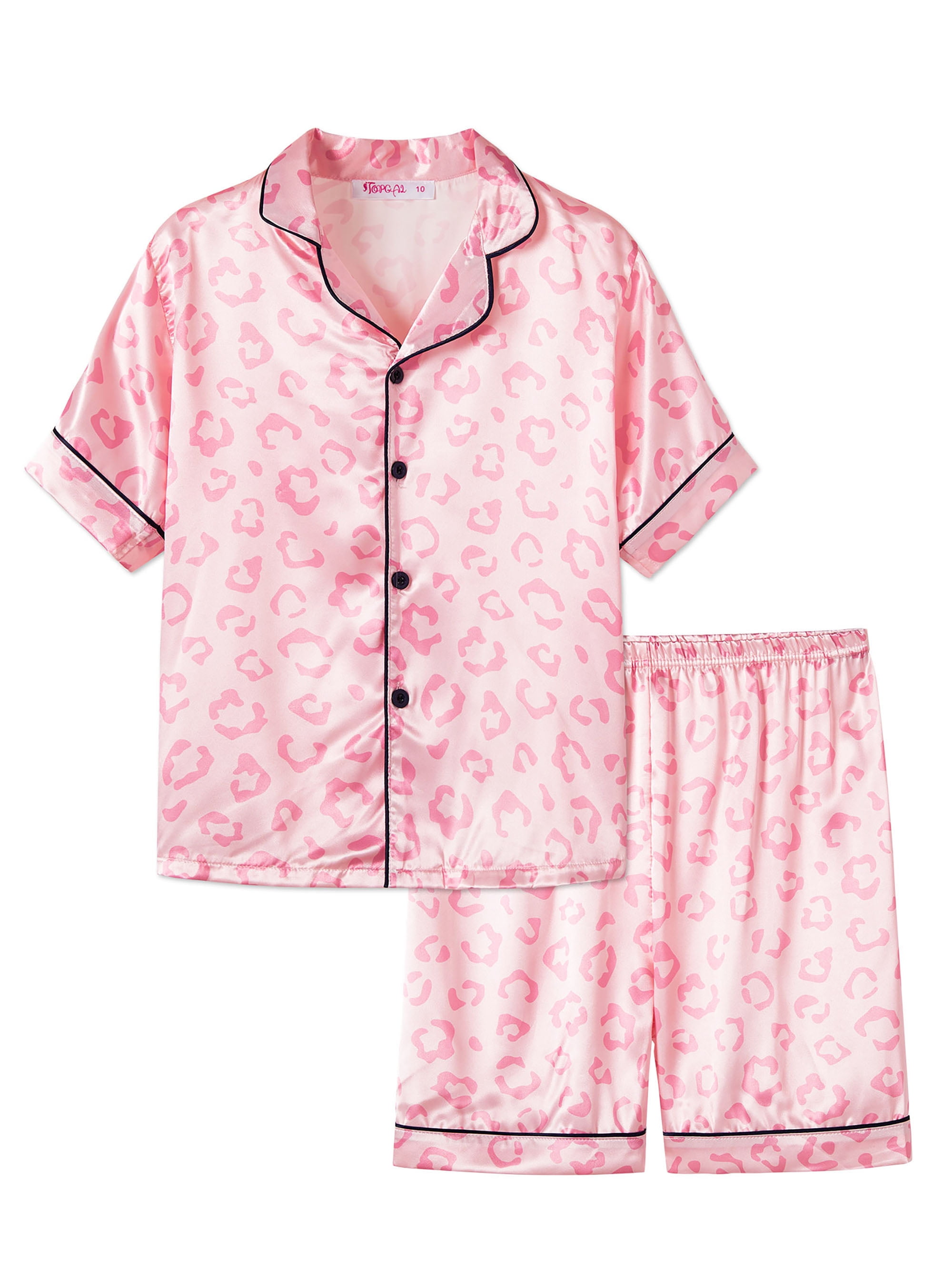 Big Girls Jammies Size 16 – Lovely Pink Leopard Short Sleeve & Shorts 