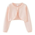 thumbnail image 1 of Big Girls Knit Cardigan Sweater Top Crewneck Open Front Shirt Kids Spring Fall Lightweight Layering Outerwear Clothes Light Pink Size 9-10T, 1 of 7